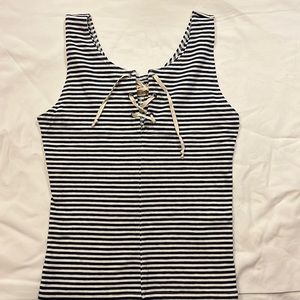 Navy and white striped tank